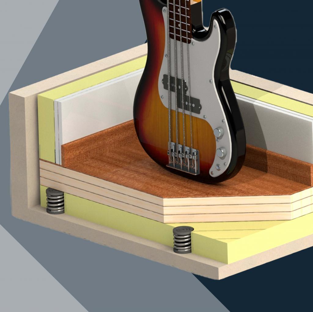 piso acústico para estúdio de gravação